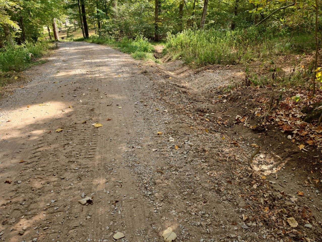 Long graded dirt and gravel lane in Pulaski, TN